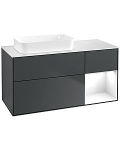 Villeroy und Boch Finion Waschtischunterschrank G691GFHG 120x60,3x50,1cm, Regal rechts Glossy white lacquer, Midnight Blue Matt Lacquer