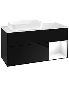 Villeroy und Boch Finion Villeroy und Boch G691GFPH 120x60.3x50.1cm, étagère à droite Laque blanc brillant, Glossy Black Lacquer