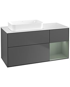 Villeroy und Boch Finion Waschtischunterschrank G691GMGK 120x60,3x50,1cm, Regal rechts Olive Matt Lacquer, Anthracite matt