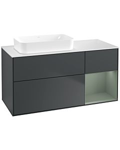 Villeroy und Boch Finion Waschtischunterschrank G691GMHG 120x60,3x50,1cm, Regal rechts Olive Matt Lacquer, Midnight Blue Matt Lacquer