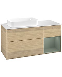 Villeroy und Boch Finion Villeroy und Boch G691GMPC 120x60.3x50.1cm, étagère à droite Olive Matt Lacquer , Oak Veneer