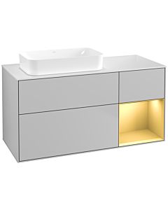 Villeroy und Boch Finion Waschtischunterschrank G691HFGJ 120x60,3x50,1cm, Regal rechts Gold matt, Light grey matt