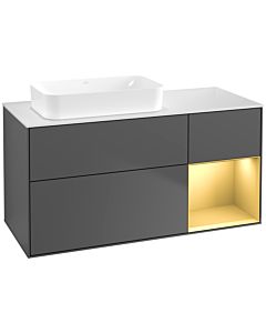 Villeroy und Boch Finion Waschtischunterschrank G691HFGK 120x60,3x50,1cm, Regal rechts Gold matt, Anthracite matt