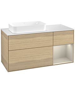 Villeroy und Boch Finion Waschtischunterschrank G691HHPC 120x60,3x50,1cm, Regal rechts Sand Matt, Oak Veneer