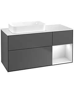 Villeroy und Boch Finion Waschtischunterschrank G691MTGK 120x60,3x50,1cm, Regal rechts White matt lacquer, Anthracite matt