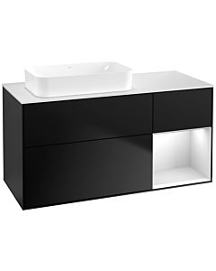 Villeroy und Boch Finion Villeroy und Boch G691MTPD 120x60.3x50.1cm, étagère à droite laqué blanc mat, laqué noir mat