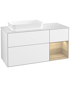 Villeroy und Boch Finion Waschtischunterschrank G691PCGF 120x60,3x50,1cm, Regal rechts Oak Veneer, Glossy white lacquer
