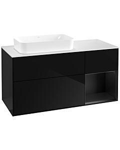 Villeroy und Boch Finion Waschtischunterschrank G691PDPH 120x60,3x50,1cm, Regal rechts Black matt lacquer, Glossy Black Lacquer