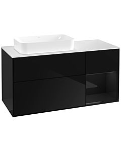 Villeroy und Boch Finion Waschtischunterschrank G691PHPH 120x60,3x50,1cm, Regal rechts Glossy Black Lacquer, Glossy Black Lacquer