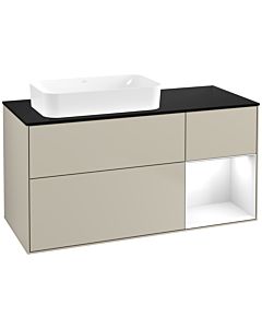 Villeroy und Boch Finion Waschtischunterschrank G692GFHH 120x60,3x50,1cm, Regal rechts Glossy white lacquer, Sand Matt Lacquer