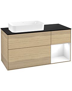 Villeroy und Boch Finion Waschtischunterschrank G692GFPC 120x60,3x50,1cm, Regal rechts Glossy white lacquer, Oak Veneer