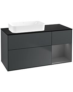 Villeroy und Boch Finion Waschtischunterschrank G692GKHG 120x60,3x50,1cm, Regal rechts Anthracite matt, Midnight Blue Matt Lacquer