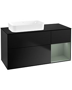 Villeroy und Boch Finion Waschtischunterschrank G692GMPD 120x60,3x50,1cm, Regal rechts Olive Matt Lacquer, Black matt lacquer