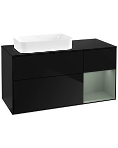 Villeroy und Boch Finion Villeroy und Boch G692GMPH 120x60.3x50.1cm, étagère à droite Olive Matt Lacquer , Glossy Black Lacquer