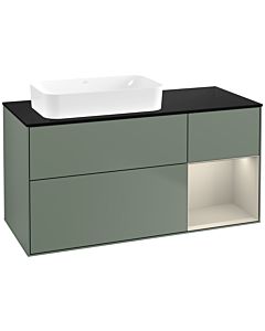 Villeroy und Boch Finion Waschtischunterschrank G692HHGM 120x60,3x50,1cm, Regal rechts Sand Matt, Olive Matt Lacquer