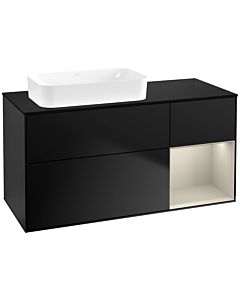 Villeroy und Boch Finion Waschtischunterschrank G692HHPD 120x60,3x50,1cm, Regal rechts Sand Matt, Black matt lacquer