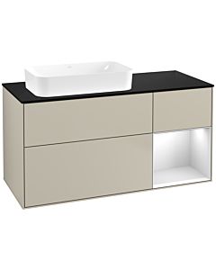 Villeroy und Boch Finion Waschtischunterschrank G692MTHH 120x60,3x50,1cm, Regal rechts White matt lacquer, Sand Matt Lacquer