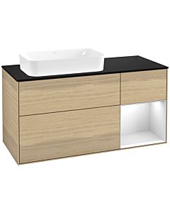Villeroy und Boch Finion Waschtischunterschrank G692MTPC 120x60,3x50,1cm, Regal rechts White matt lacquer, Oak Veneer