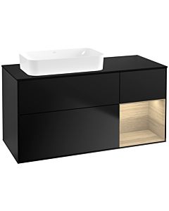 Villeroy und Boch Finion Waschtischunterschrank G692PCPD 120x60,3x50,1cm, Regal rechts Oak Veneer, Black matt lacquer