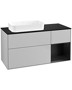 Villeroy und Boch Finion Villeroy und Boch G692PDGJ 120x60.3x50.1cm, étagère à droite laqué noir mat, gris clair mat
