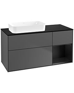 Villeroy und Boch Finion Waschtischunterschrank G692PDGK 120x60,3x50,1cm, Regal rechts Black matt lacquer, Anthracite matt