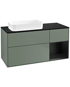Villeroy und Boch Finion Waschtischunterschrank G692PDGM 120x60,3x50,1cm, Regal rechts Black matt lacquer, Olive Matt Lacquer