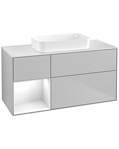 Villeroy und Boch Finion Waschtischunterschrank G701GFGJ 120x60,3x50,1cm, Regal rechts Glossy white lacquer, Light grey matt