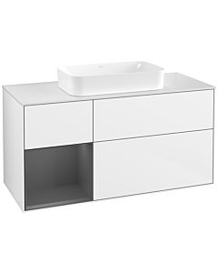 Villeroy und Boch Finion Waschtischunterschrank G701GKGF 120x60,3x50,1cm, Regal rechts Anthracite matt, Glossy white lacquer
