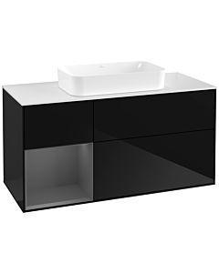 Villeroy und Boch Finion Villeroy und Boch G701GKPH 120x60,3x50,1cm, étagère droite anthracite mat, Glossy Black Lacquer