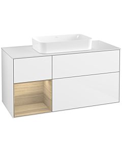 Villeroy und Boch Finion Waschtischunterschrank G701PCGF 120x60,3x50,1cm, Regal rechts Oak Veneer, Glossy white lacquer