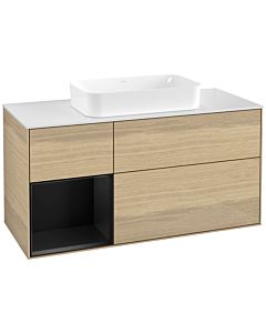 Villeroy und Boch Finion Waschtischunterschrank G701PDPC 120x60,3x50,1cm, Regal rechts Black matt lacquer, Oak Veneer