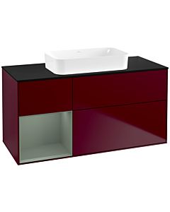 Villeroy und Boch Finion Waschtischunterschrank G702GMHB 120x60,3x50,1cm, Regal rechts Olive Matt Lacquer, Peony Matt