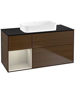Villeroy und Boch Finion Waschtischunterschrank G702HHGN 120x60,3x50,1cm, Regal rechts Sand Matt, Walnut veneer