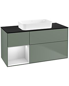 Villeroy und Boch Finion Waschtischunterschrank G702MTGM 120x60,3x50,1cm, Regal rechts White matt lacquer, Olive Matt Lacquer