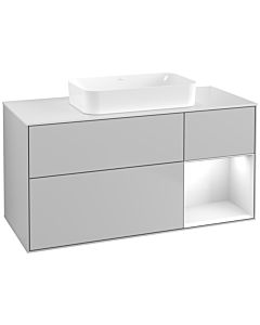 Villeroy und Boch Finion Waschtischunterschrank G711GFGJ 120x60,3x50,1cm, Regal rechts Glossy white lacquer, Light grey matt