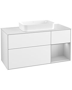 Villeroy und Boch Finion Waschtischunterschrank G711GJGF 120x60,3x50,1cm, Regal rechts Light grey matt, Glossy white lacquer