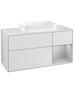 Villeroy und Boch Finion Waschtischunterschrank G711GJMT 120x60,3x50,1cm, Regal rechts Light grey matt, White matt lacquer