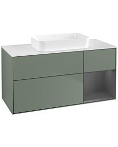 Villeroy und Boch Finion Waschtischunterschrank G711GKGM 120x60,3x50,1cm, Regal rechts Anthracite matt, Olive Matt Lacquer
