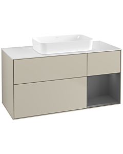 Villeroy und Boch Finion Waschtischunterschrank G711GKHH 120x60,3x50,1cm, Regal rechts Anthracite matt, Sand Matt Lacquer