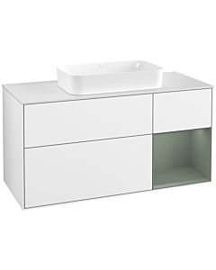 Villeroy und Boch Finion Villeroy und Boch G711GMGF 120x60.3x50.1cm, étagère à droite Olive Matt Lacquer , laqué blanc brillant