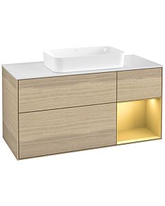 Villeroy und Boch Finion Waschtischunterschrank G711HFPC 120x60,3x50,1cm, Regal rechts Gold matt, Oak Veneer
