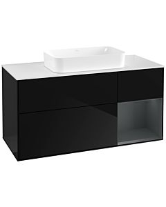 Villeroy und Boch Finion Waschtischunterschrank G711HGPH 120x60,3x50,1cm, Regal rechts Midnight Blue Matt Lacquer, Glossy Black Lacquer