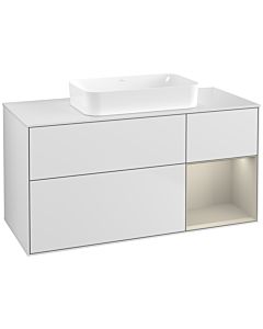 Villeroy und Boch Finion Waschtischunterschrank G711HHMT 120x60,3x50,1cm, Regal rechts Sand Matt, White matt lacquer