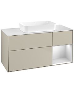 Villeroy und Boch Finion Villeroy und Boch G711MTHH 120x60.3x50.1cm, étagère à droite laqué blanc mat, Sand Matt Lacquer