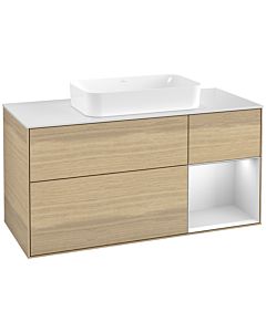 Villeroy und Boch Finion Waschtischunterschrank G711MTPC 120x60,3x50,1cm, Regal rechts White matt lacquer, Oak Veneer