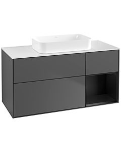 Villeroy und Boch Finion Waschtischunterschrank G711PDGK 120x60,3x50,1cm, Regal rechts Black matt lacquer, Anthracite matt