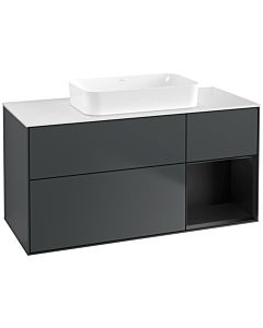 Villeroy und Boch Finion Waschtischunterschrank G711PDHG 120x60,3x50,1cm, Regal rechts Black matt lacquer, Midnight Blue Matt Lacquer