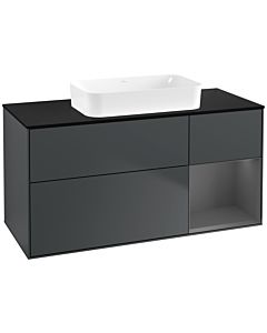 Villeroy und Boch Finion Waschtischunterschrank G712GKHG 120x60,3x50,1cm, Regal rechts Anthracite matt, Midnight Blue Matt Lacquer