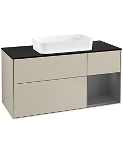Villeroy und Boch Finion Waschtischunterschrank G712GKHH 120x60,3x50,1cm, Regal rechts Anthracite matt, Sand Matt Lacquer
