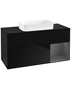 Villeroy und Boch Finion Villeroy und Boch G712GKPH 120x60,3x50,1cm, étagère droite anthracite mat, Glossy Black Lacquer